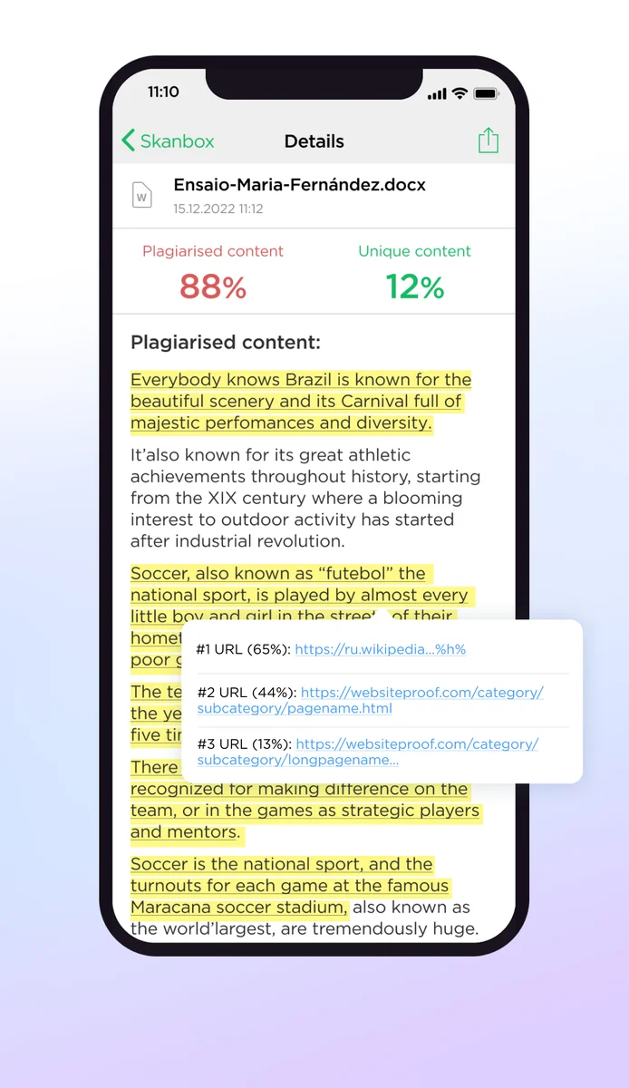 Plagiarism checker app for iPhone