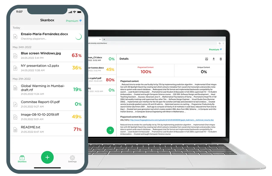 You can use an online plagiarism checker for students or a mobile app