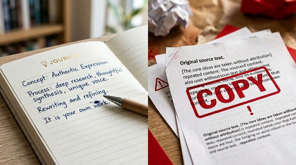 Online plagiarism checker analyzing a document